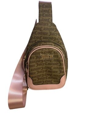 Juicy Couture Pink Trim Monogram Sling Bag EUC